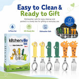 Kitchenville™ Kids Silverware Set — 6-Piece Stainless Steel Flatware (3 Forks + 3 Spoons)